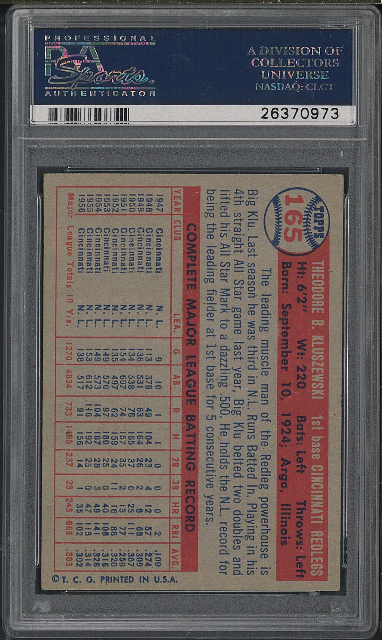 1957 Topps #165 Ted Kluszewski - 2