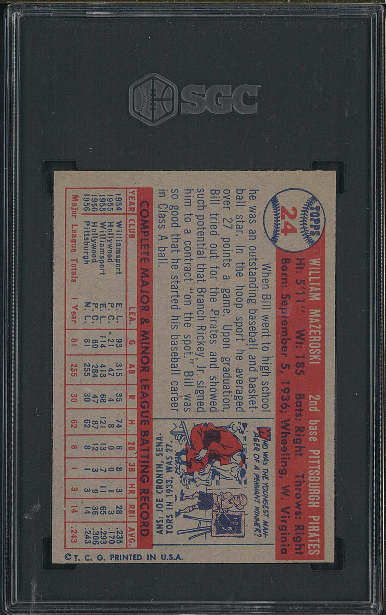 1957 Topps #24 Bill Mazeroski - 2