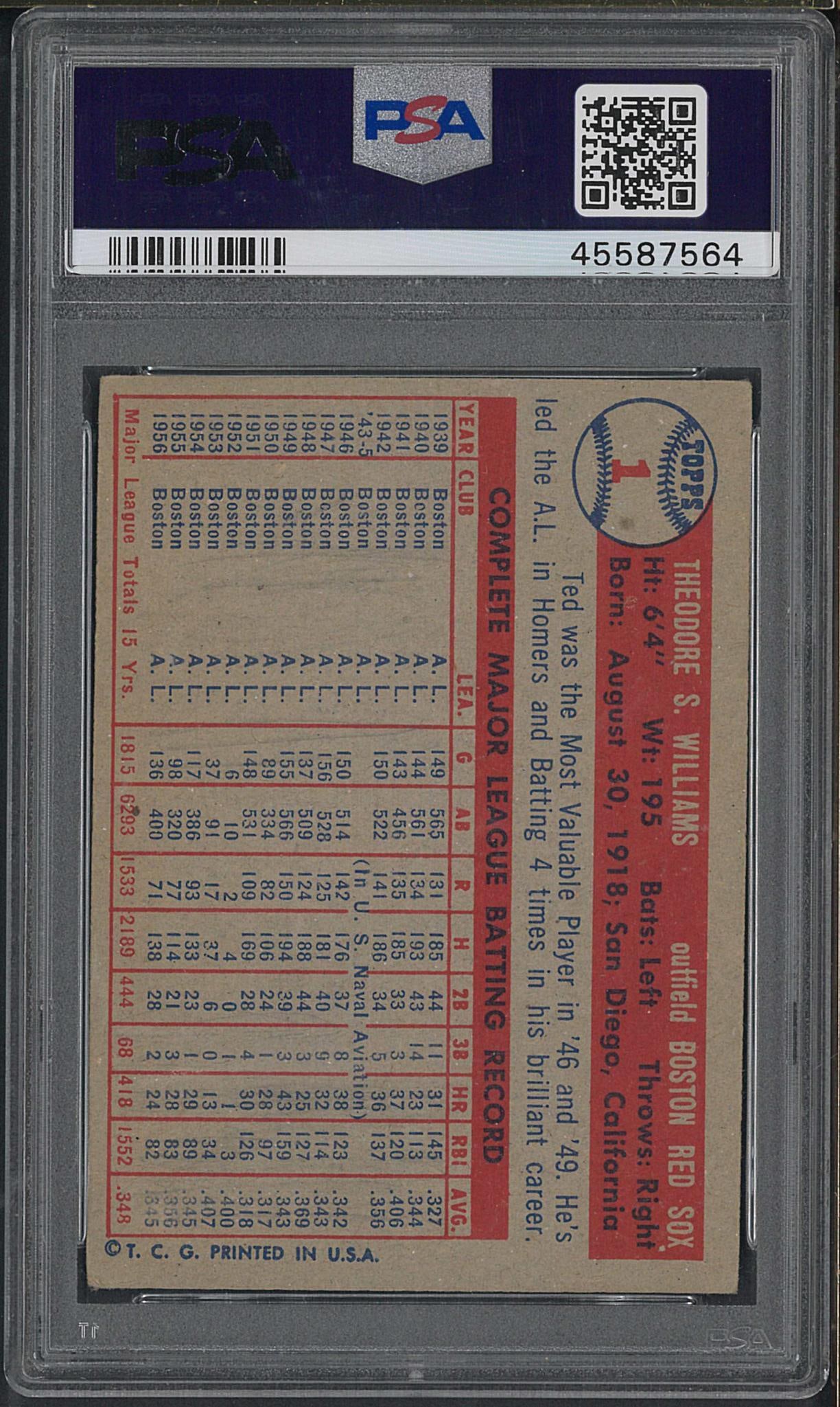 1957 Topps #1 Ted Williams - 2