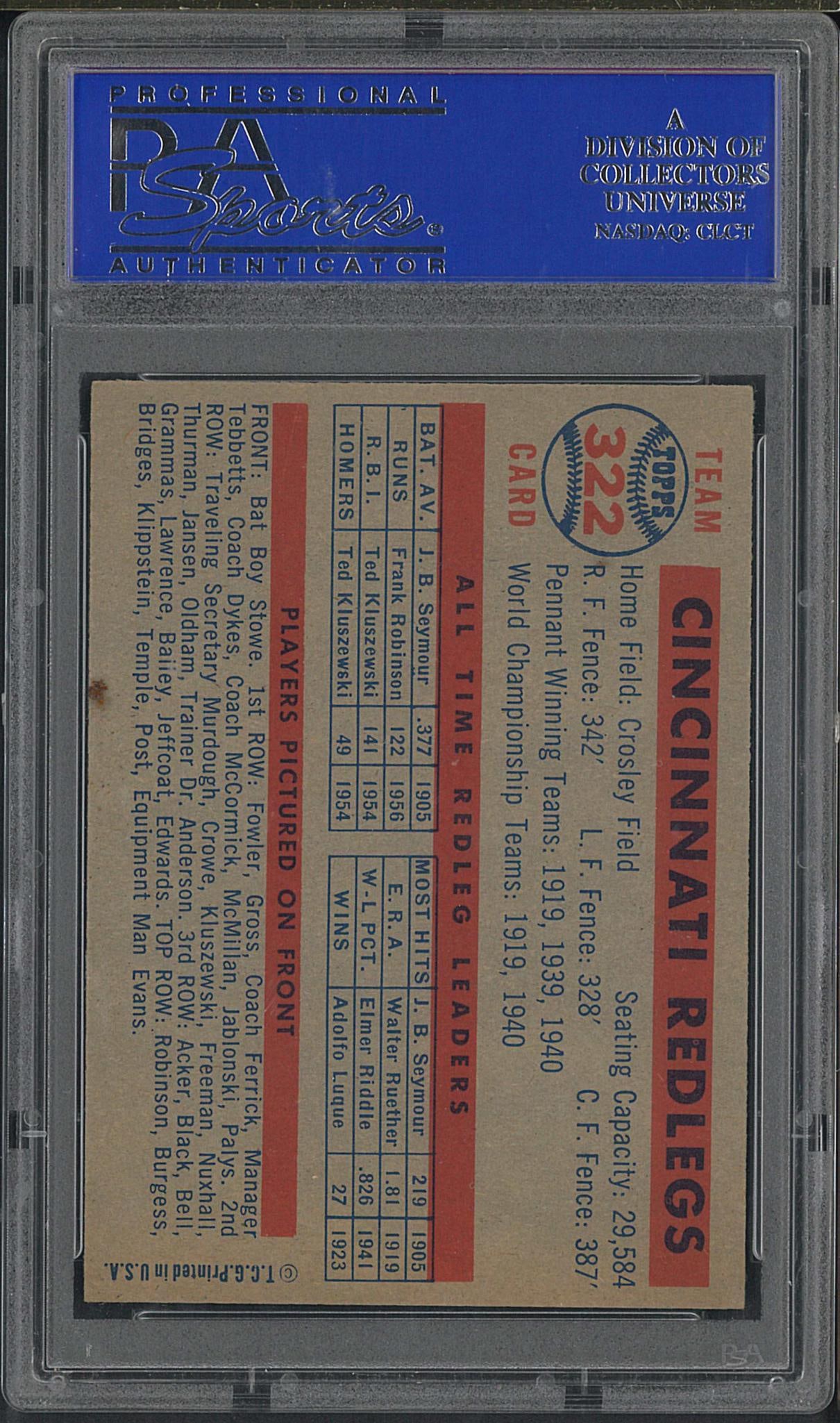 1957 Topps #322 Redlegs Team - 2