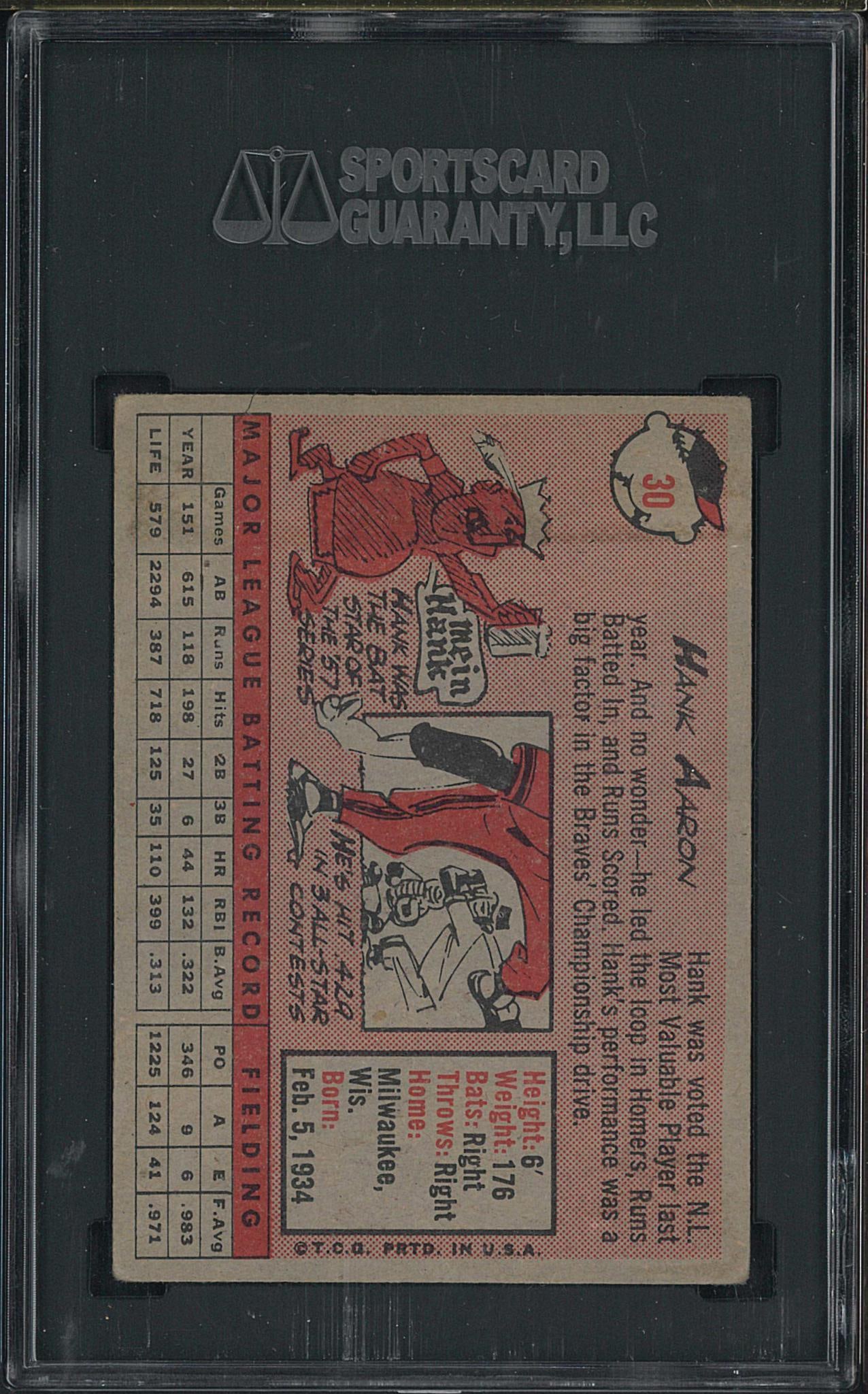 1958 Topps #30 Hank Aaron - 2