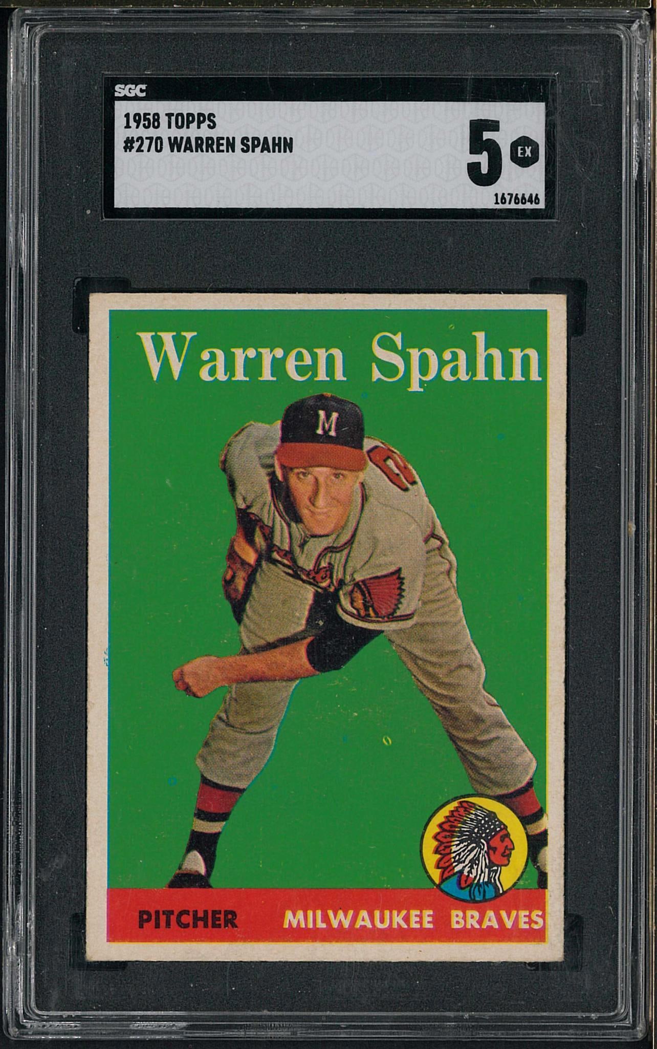 1958 Topps #270 Warren Spahn: 1958 Topps #270 Warren Spahn -SGC EX 5