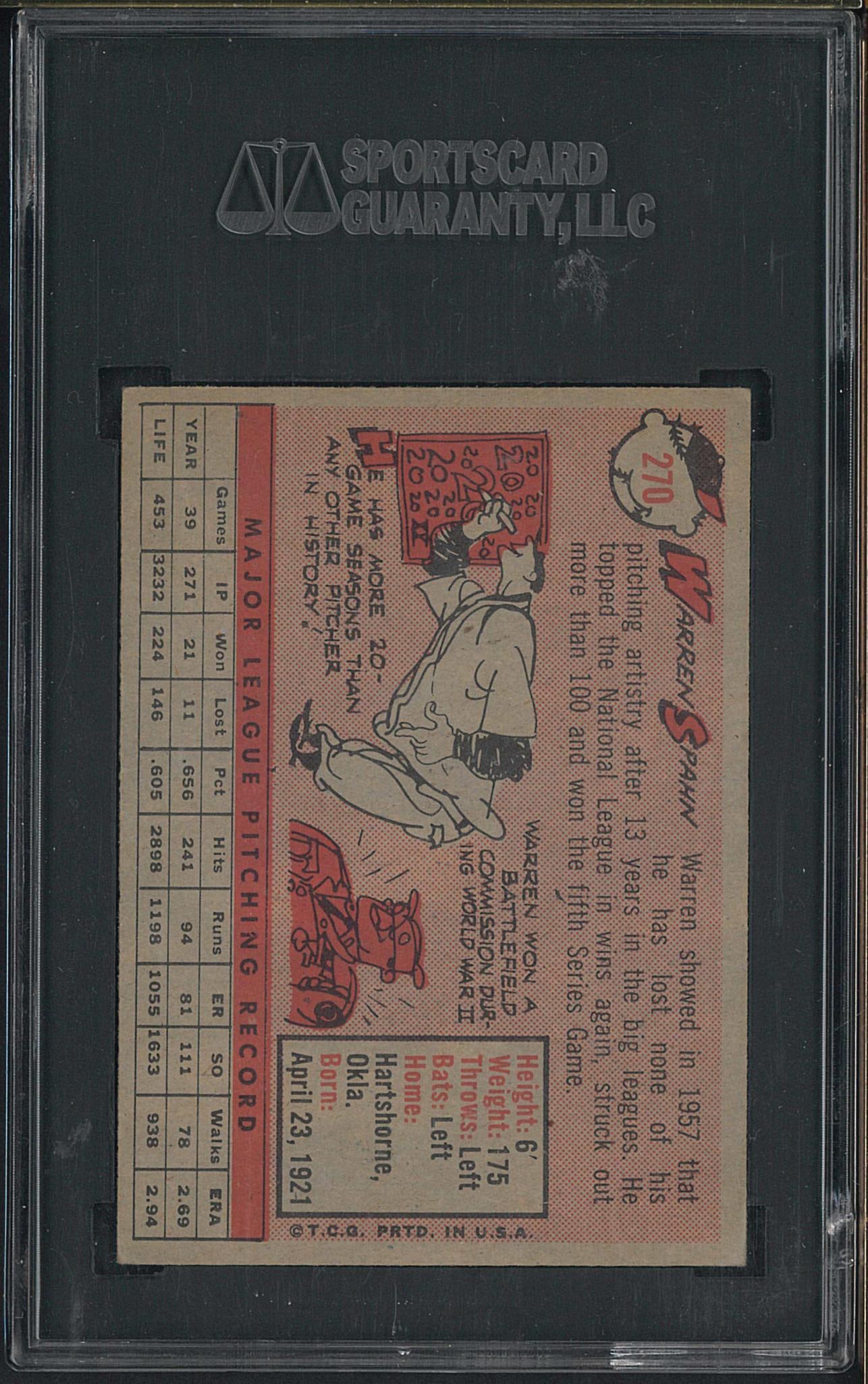 1958 Topps #270 Warren Spahn - 2