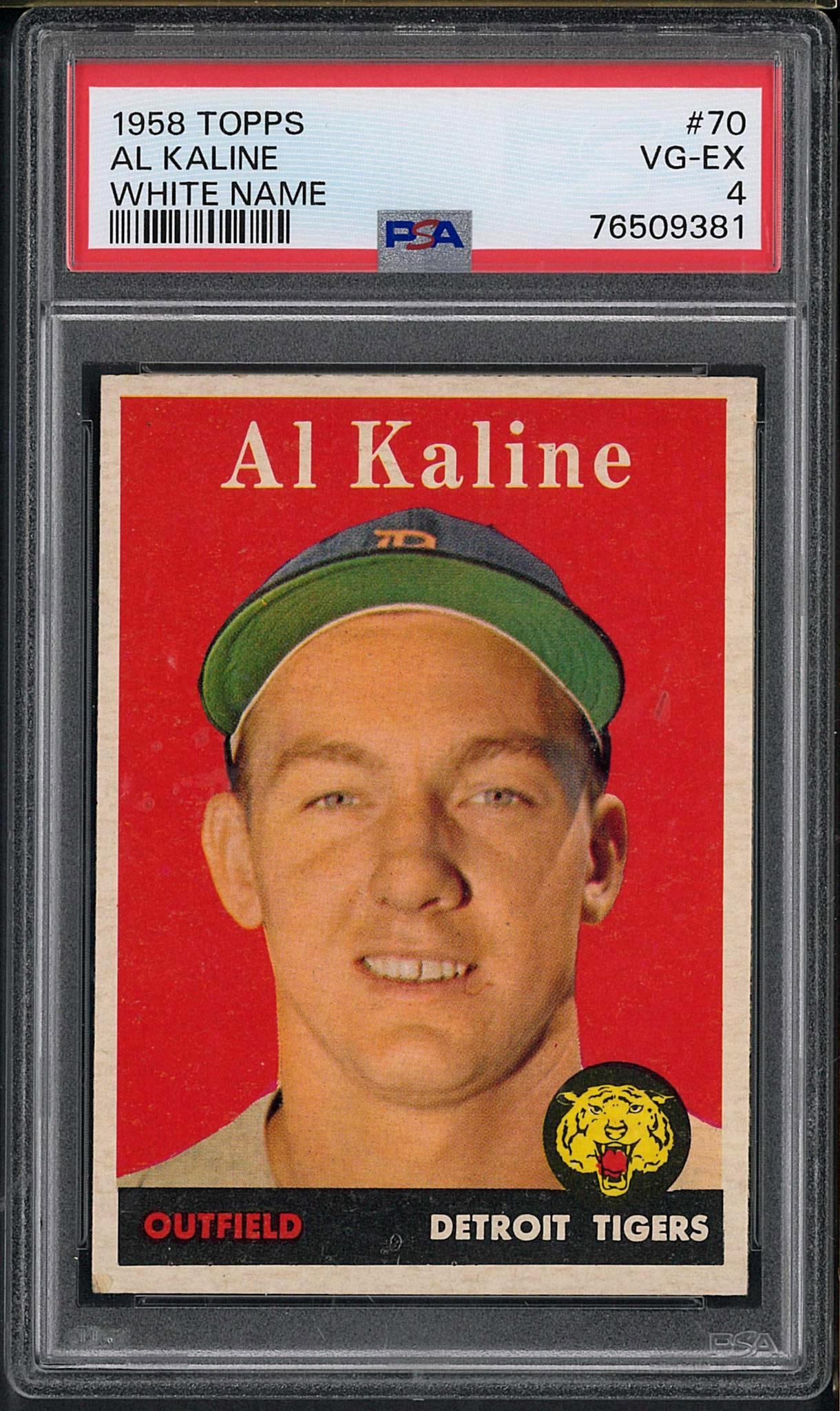 1958 Topps #70 Al Kaline (white name): 1958 Topps #70 Al Kaline (white name) -PSA VG-EX 4