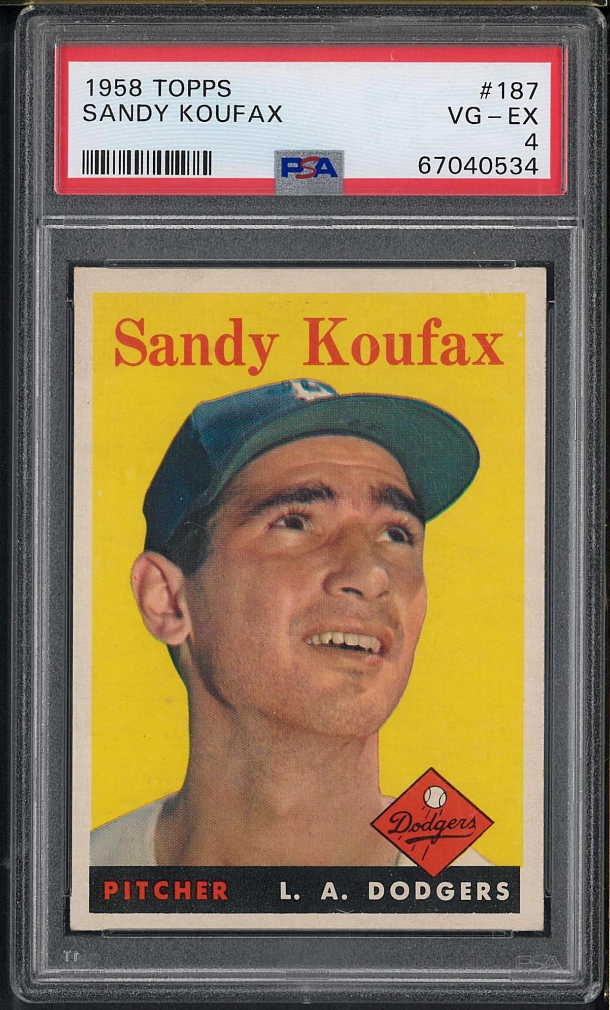 1958 Topps #187 Sandy Koufax: 1958 Topps #187 Sandy Koufax -PSA VG-EX 4