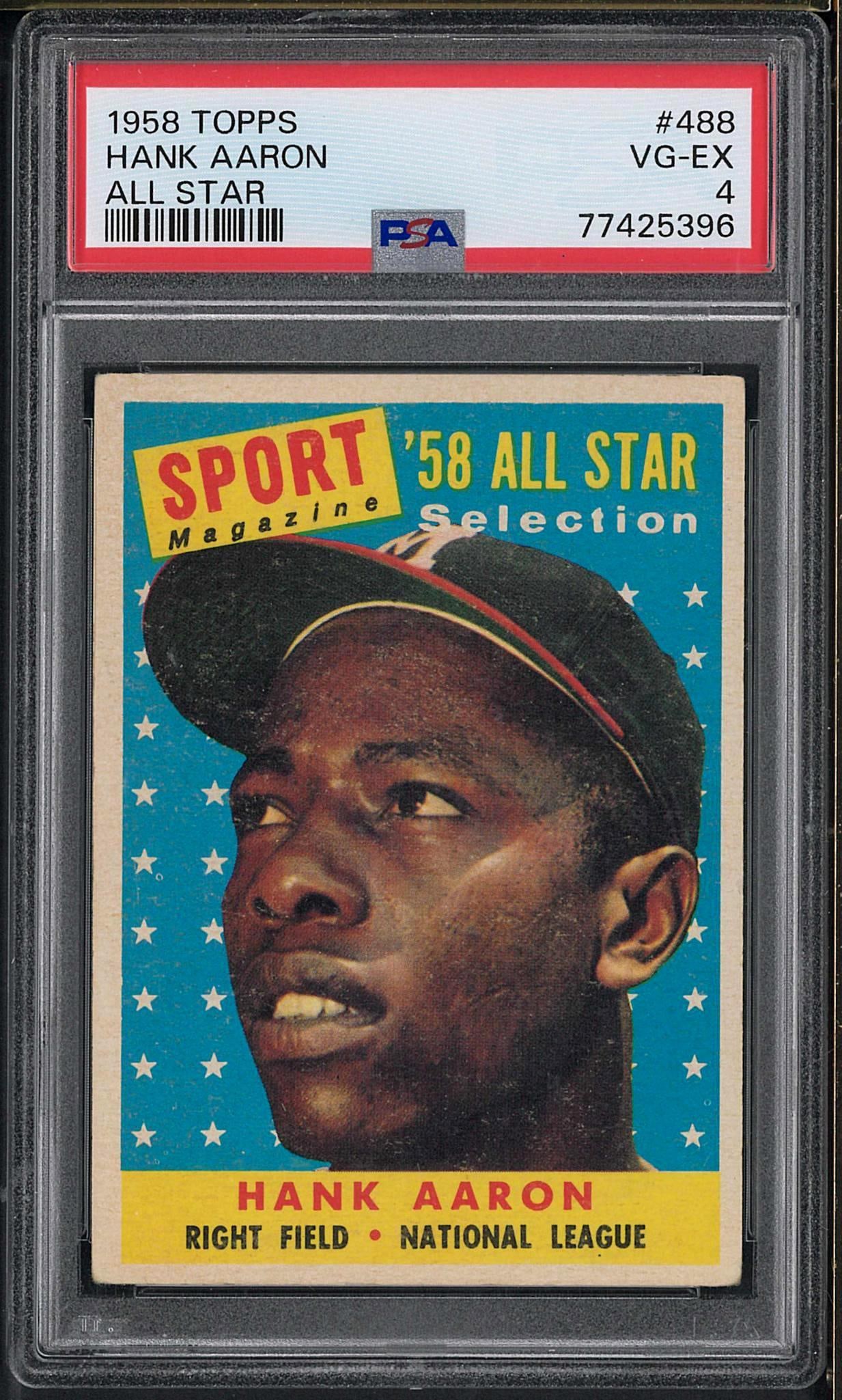 1958 Topps #488 Hank Aaron: 1958 Topps #488 Hank Aaron -PSA VG-EX 4