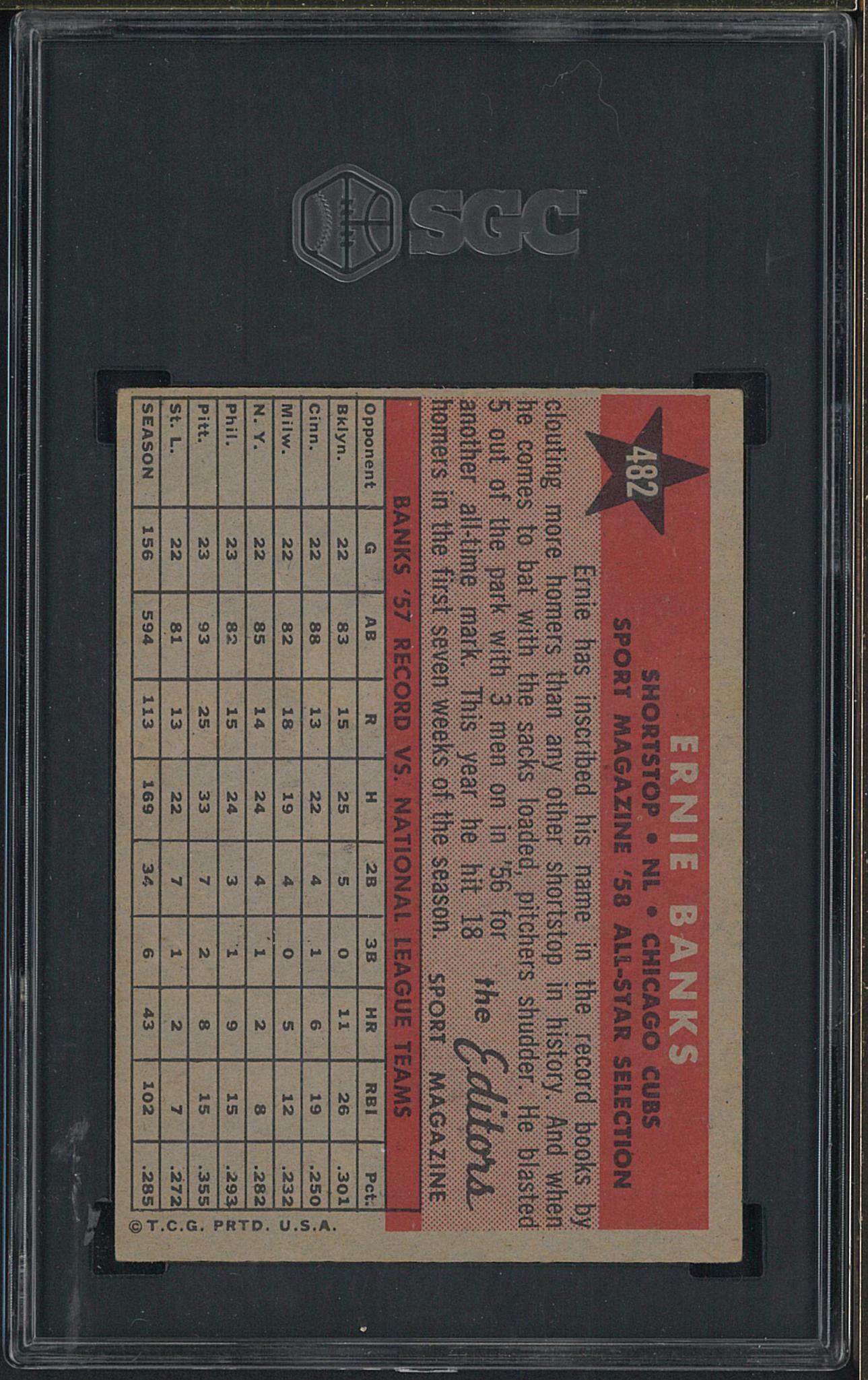 1958 Topps #482 Ernie Banks - 2
