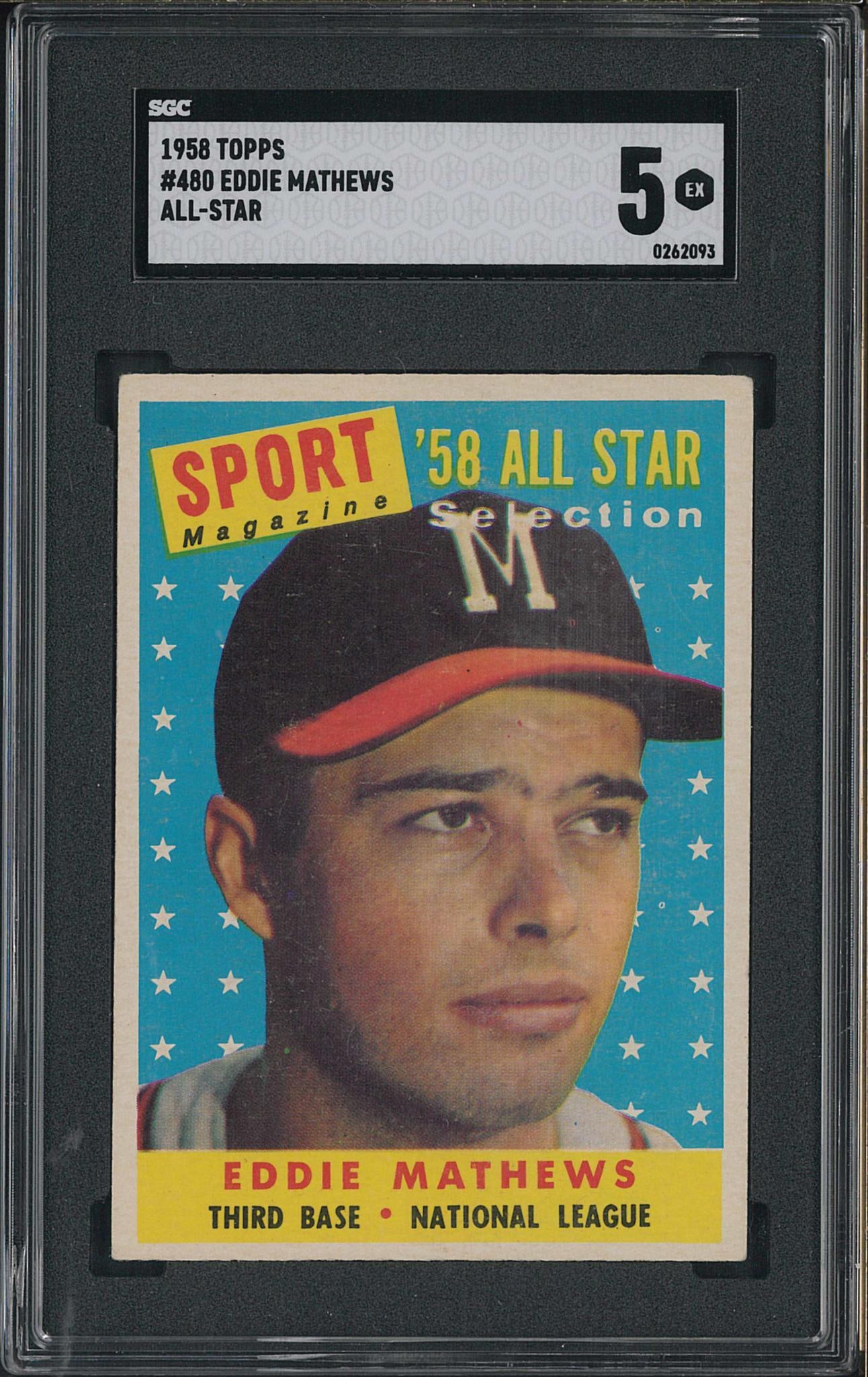 1958 Topps #480 Eddie Mathews: 1958 Topps #480 Eddie Mathews -SGC EX 5