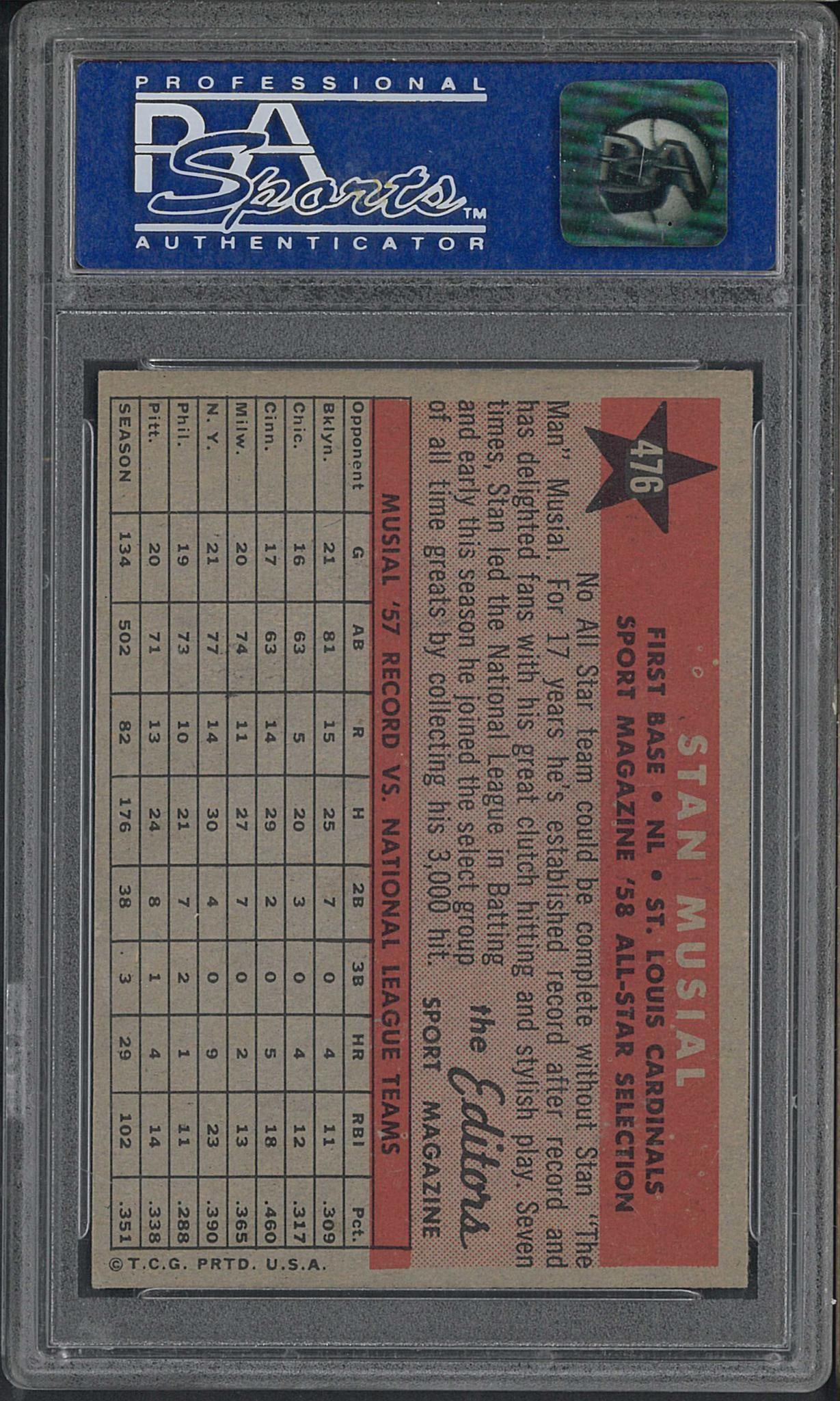 1958 Topps #476 Stan Musial - 2
