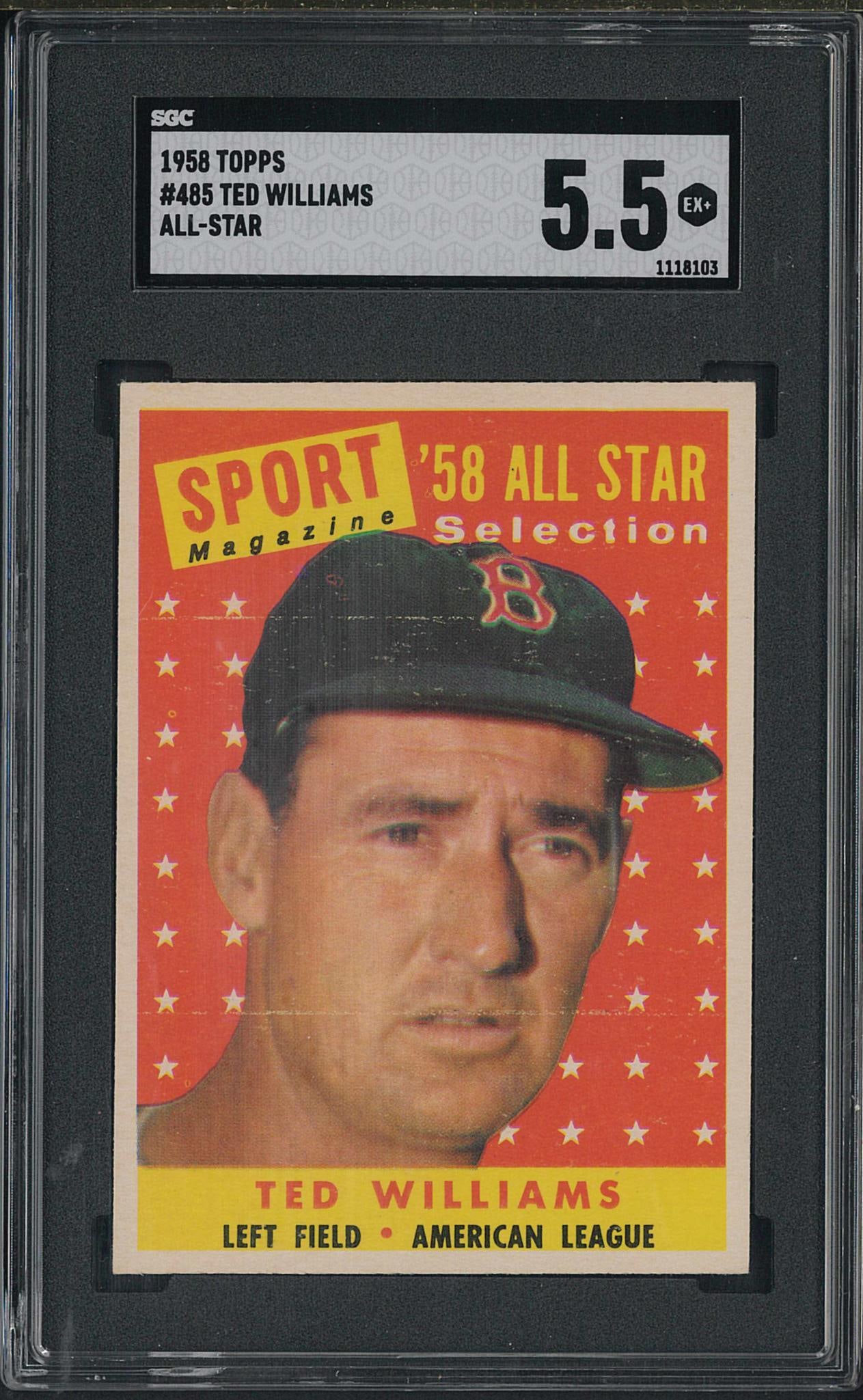 1958 Topps #485 Ted Williams: 1958 Topps #485 Ted Williams -SGC EX+ 5.5