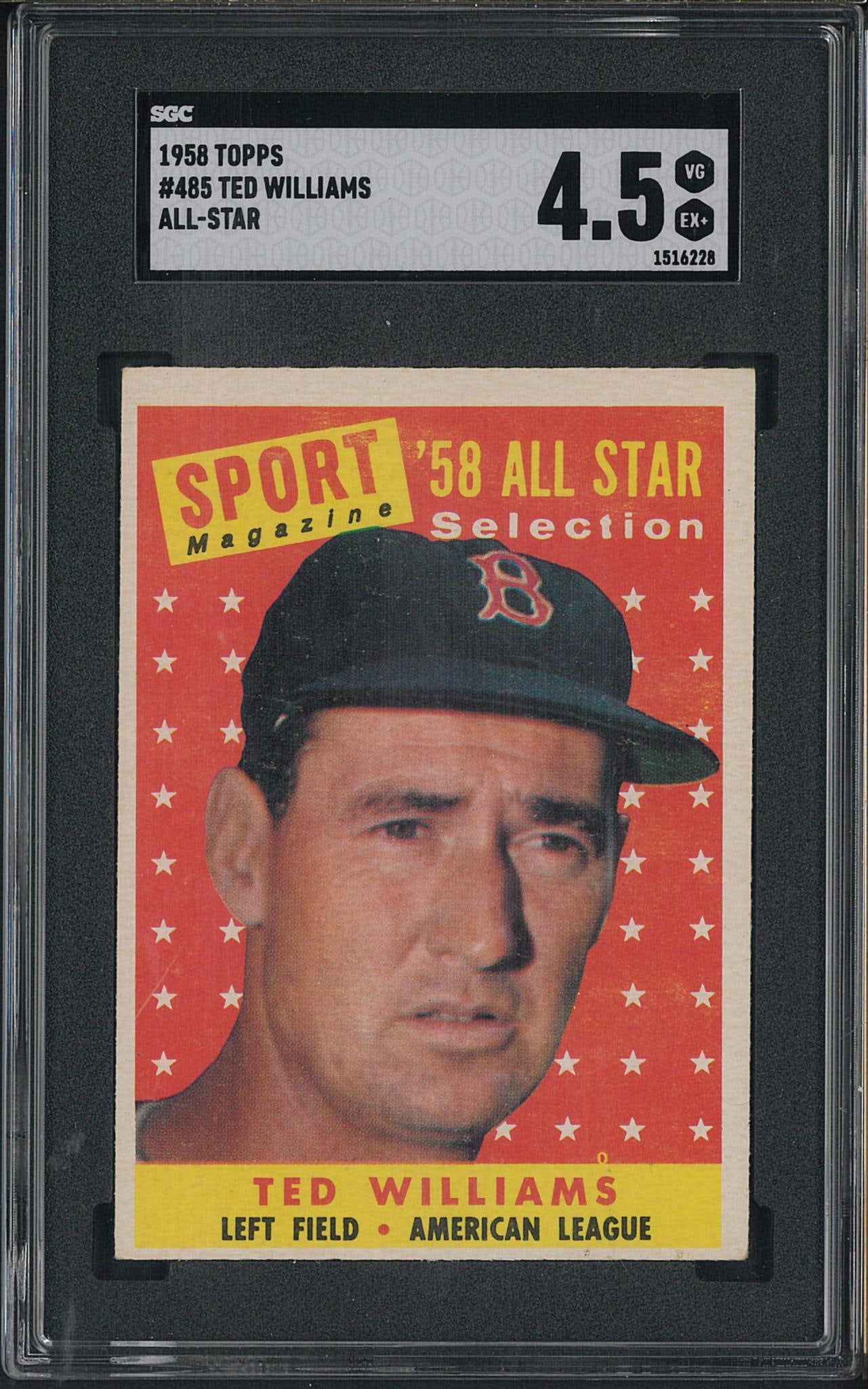 1958 Topps #485 Ted Williams: 1958 Topps #485 Ted Williams -SGC VG-EX+ 4.5