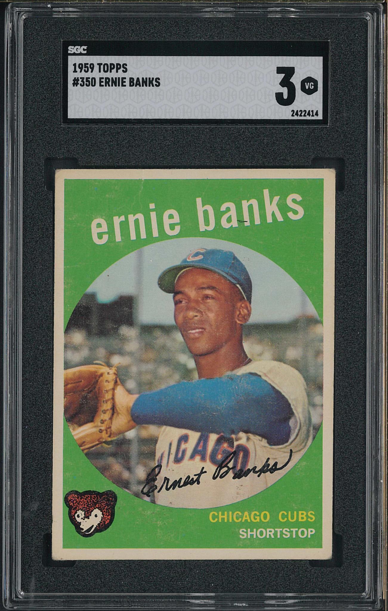 1959 Topps #350 Ernie Banks: 1959 Topps #350 Ernie Banks -SGC VG 3