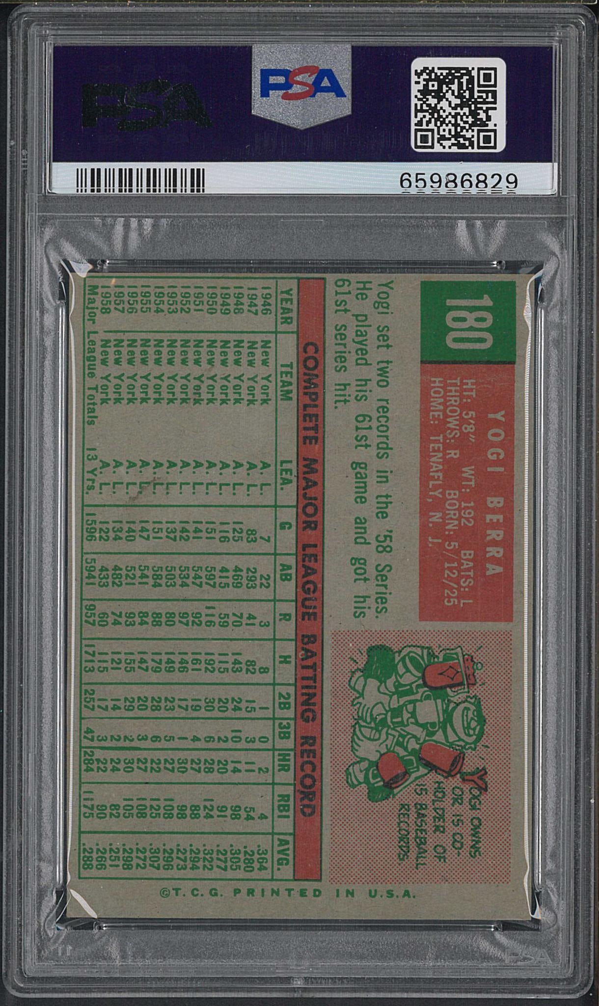 1959 Topps #180 Yogi Berra - 2