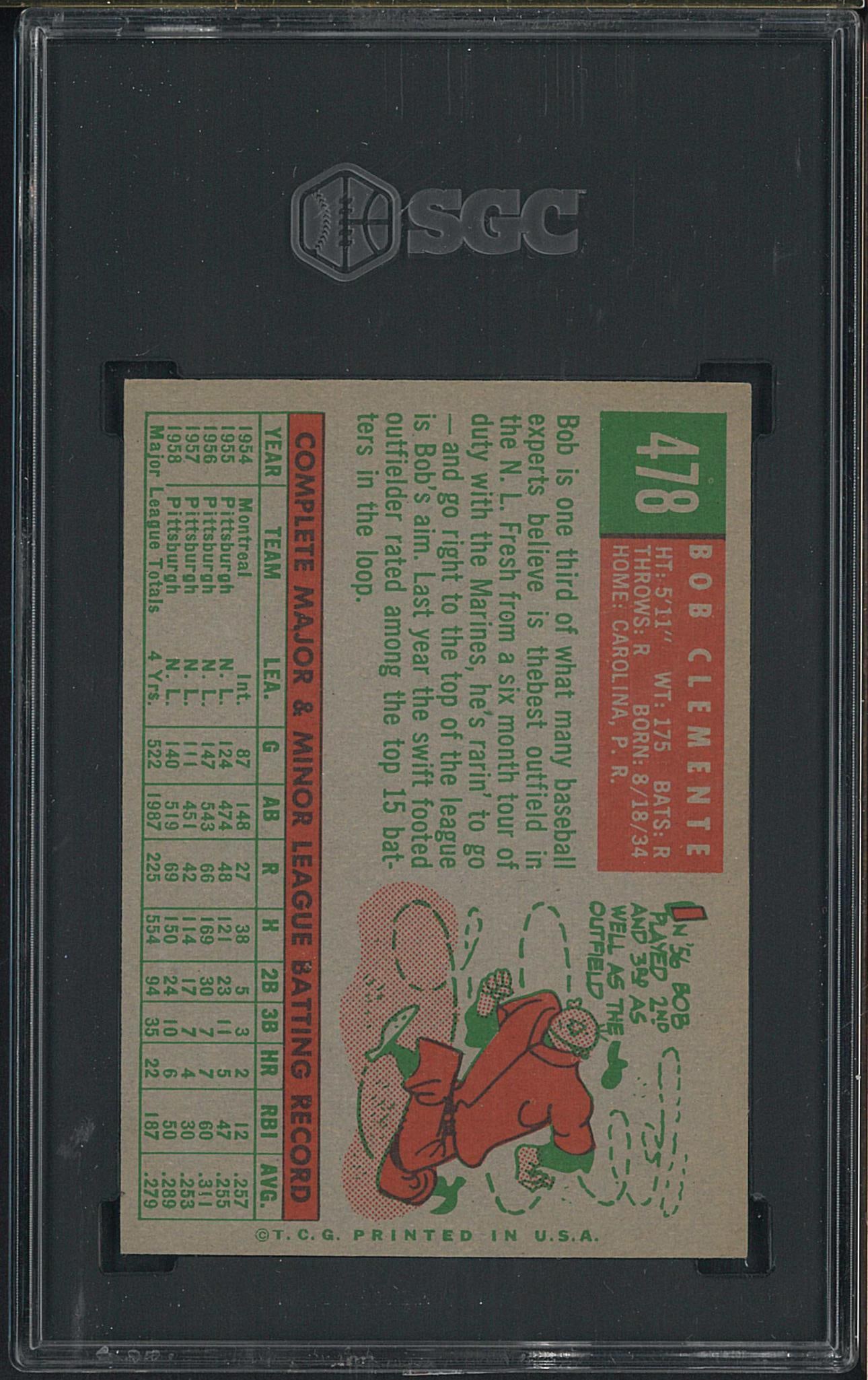 1959 Topps #478 Bob Clemente - 2