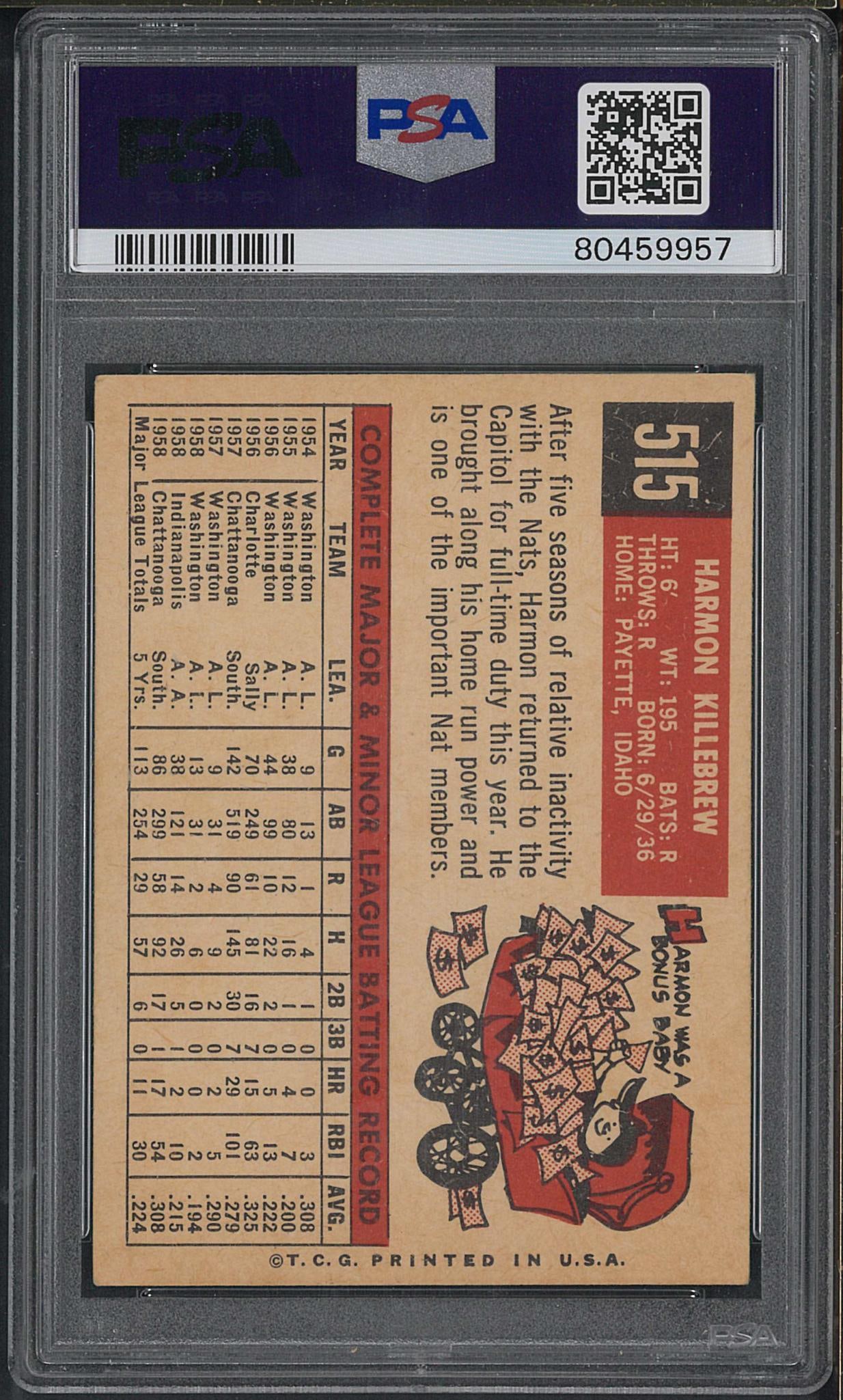 1959 Topps #515 Harmon Killebrew - 2