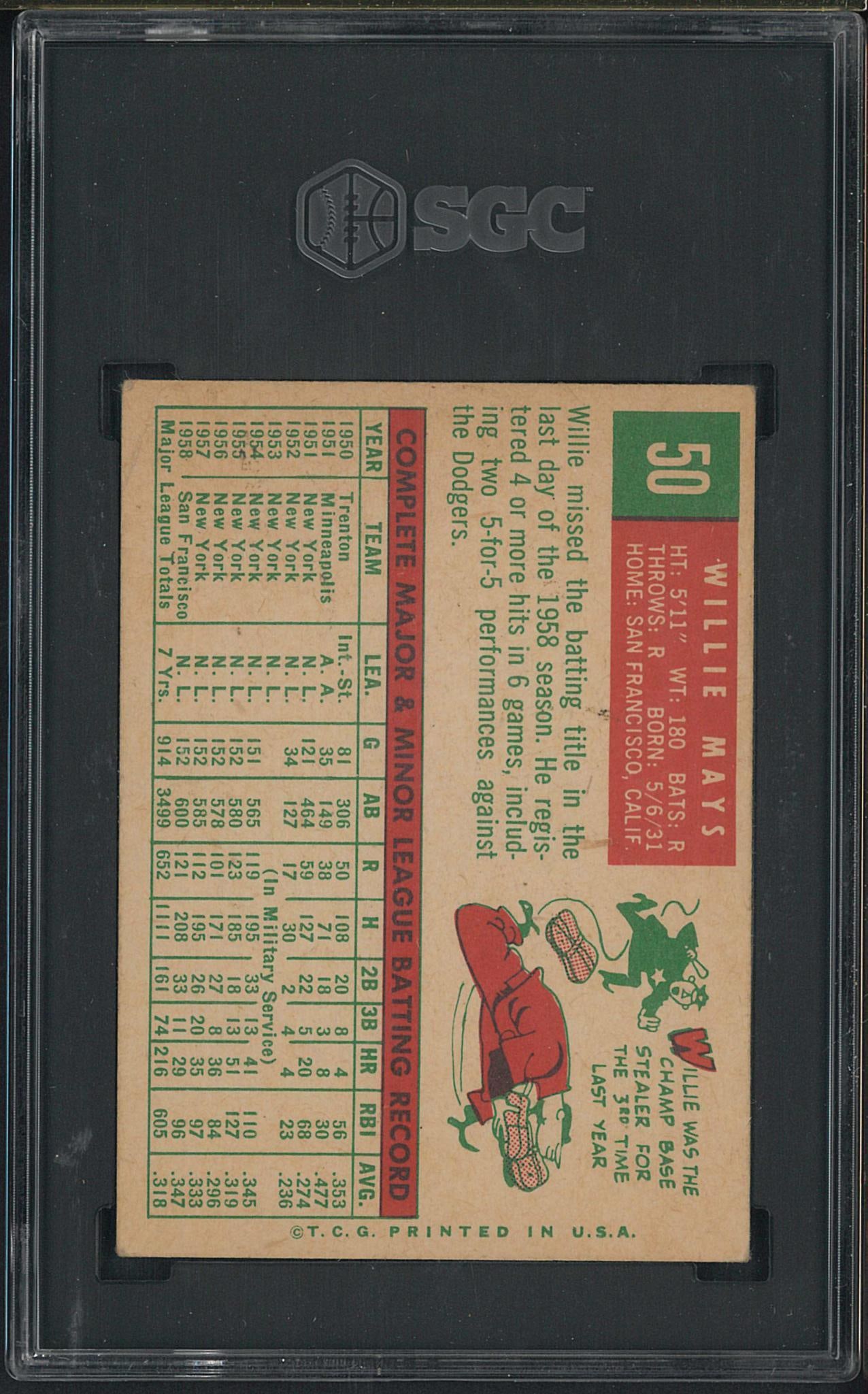 1959 Topps #50 Willie Mays - 2