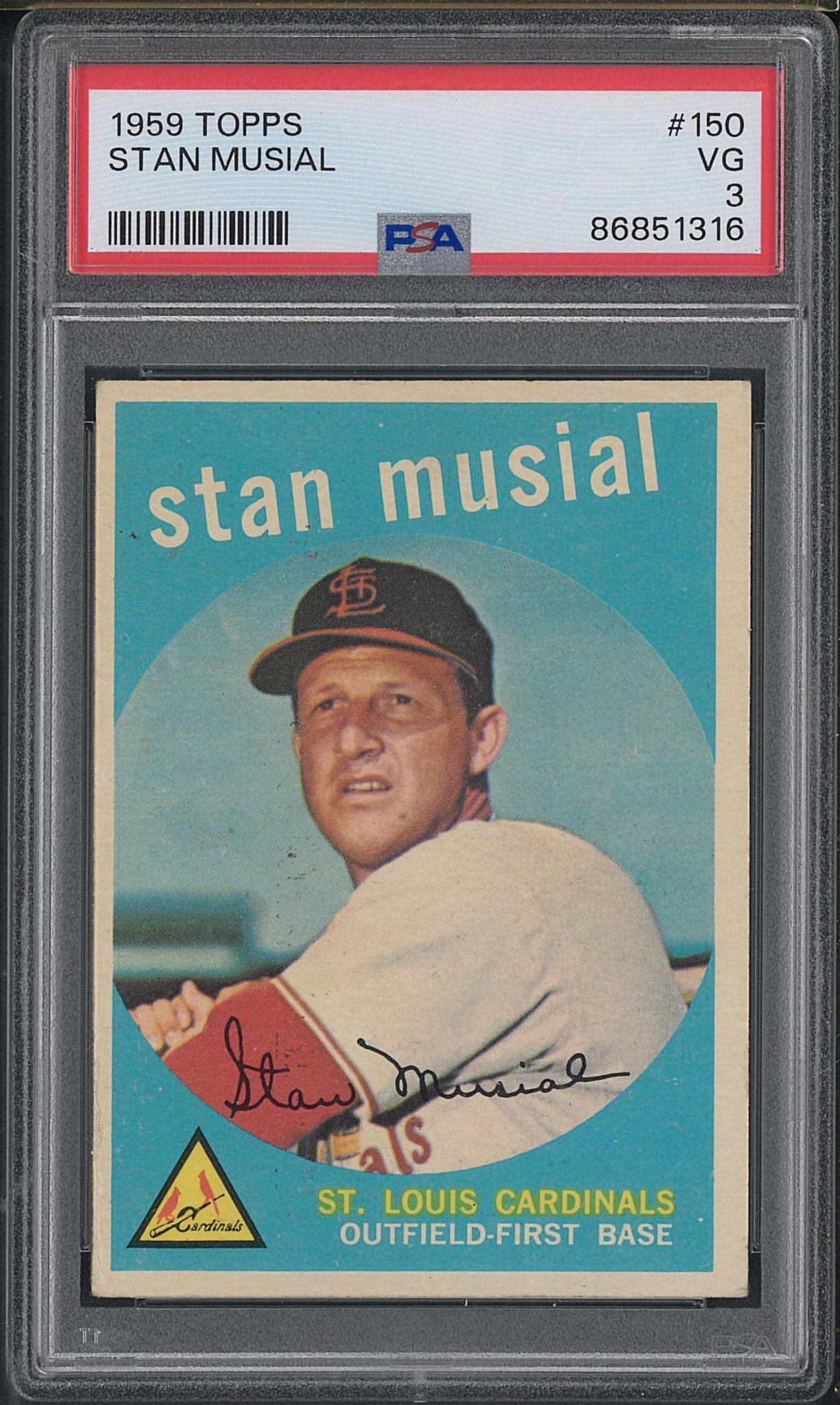 1959 Topps #150 Stan Musial: 1959 Topps #150 Stan Musial -PSA VG 3