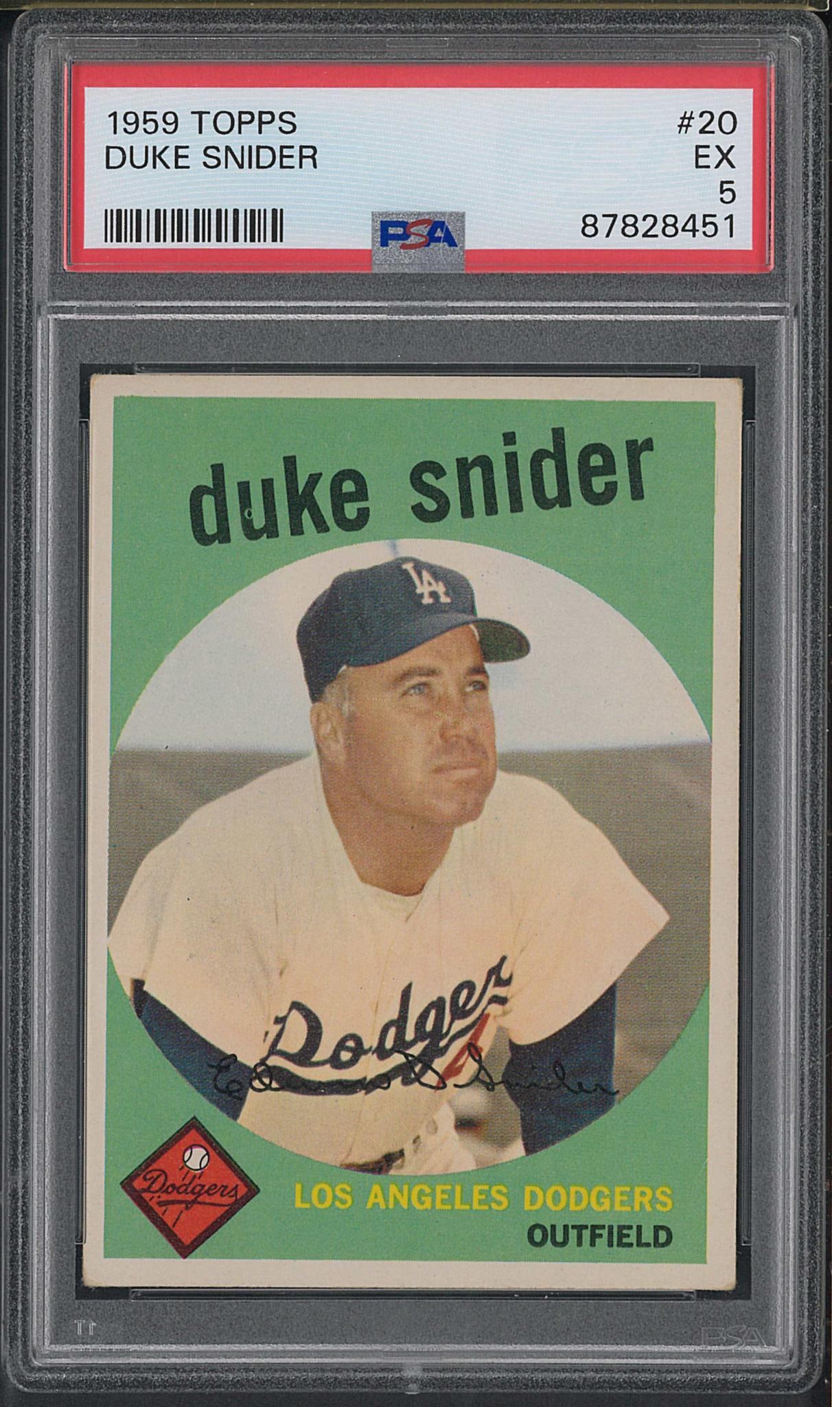 1959 Topps #20 Duke Snider: 1959 Topps #20 Duke Snider -PSA EX 5