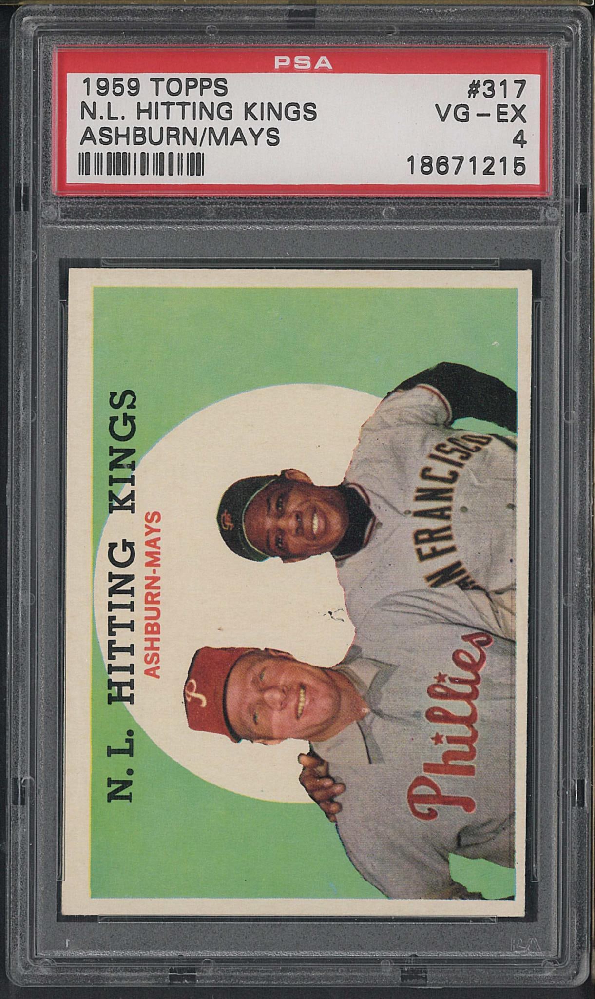1959 Topps #317 N.L. Hitting Kings: 1959 Topps #317 N.L. Hitting Kings -PSA VG-EX 4