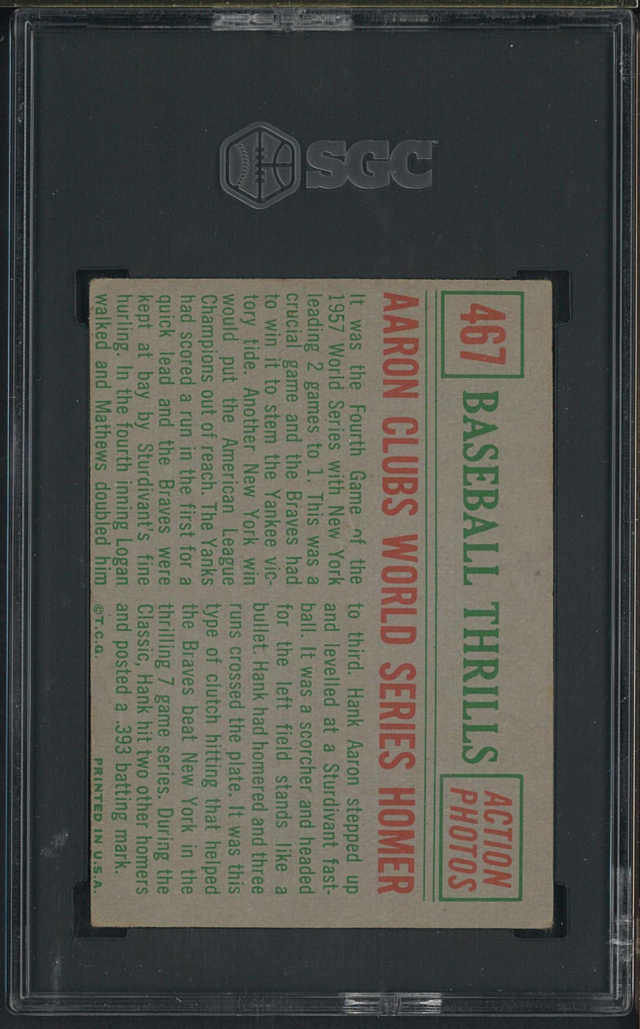 1959 Topps #467 Aaron Clubs World Series Homer - 2