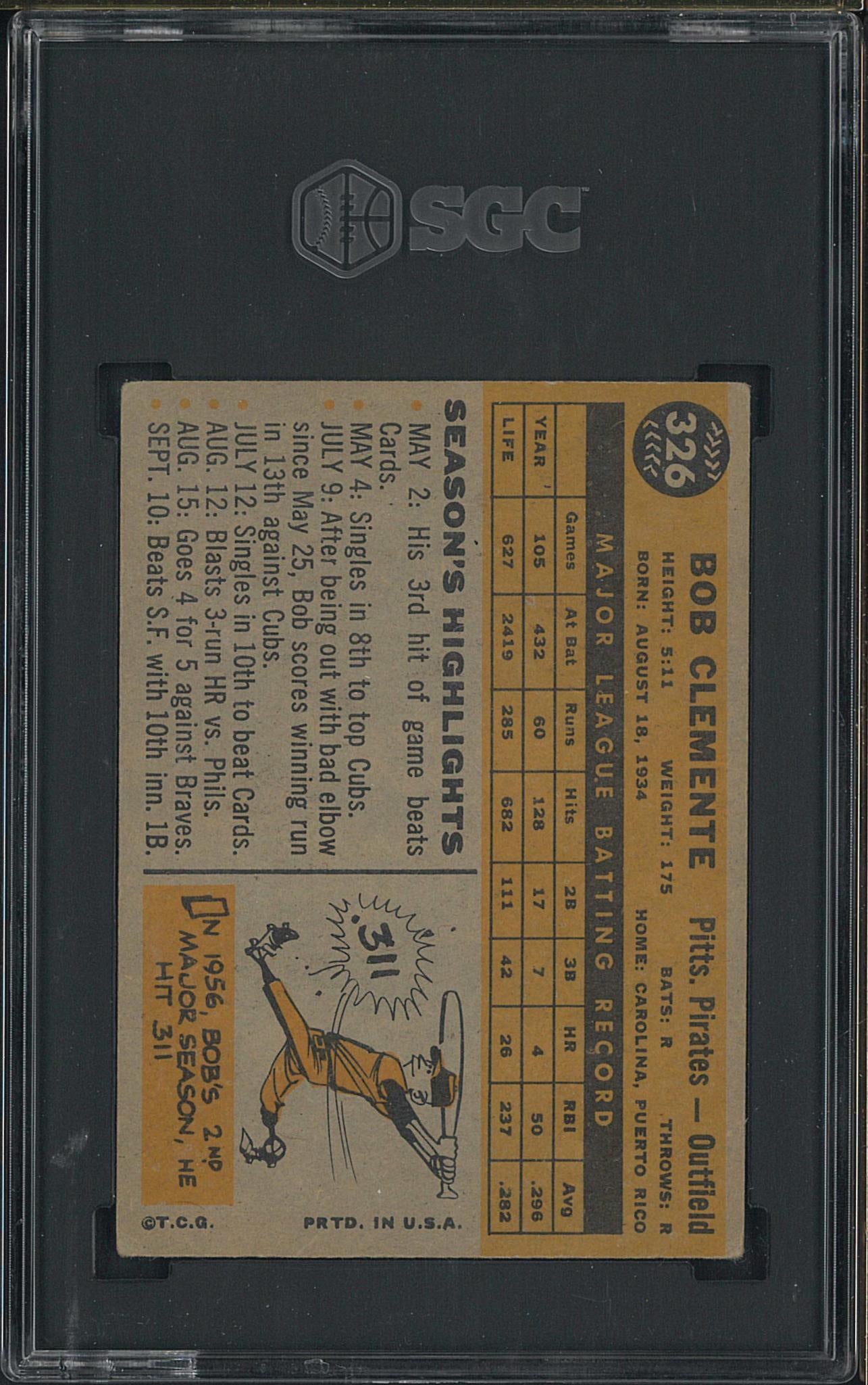 1960 Topps #326 Bob Clemente - 2