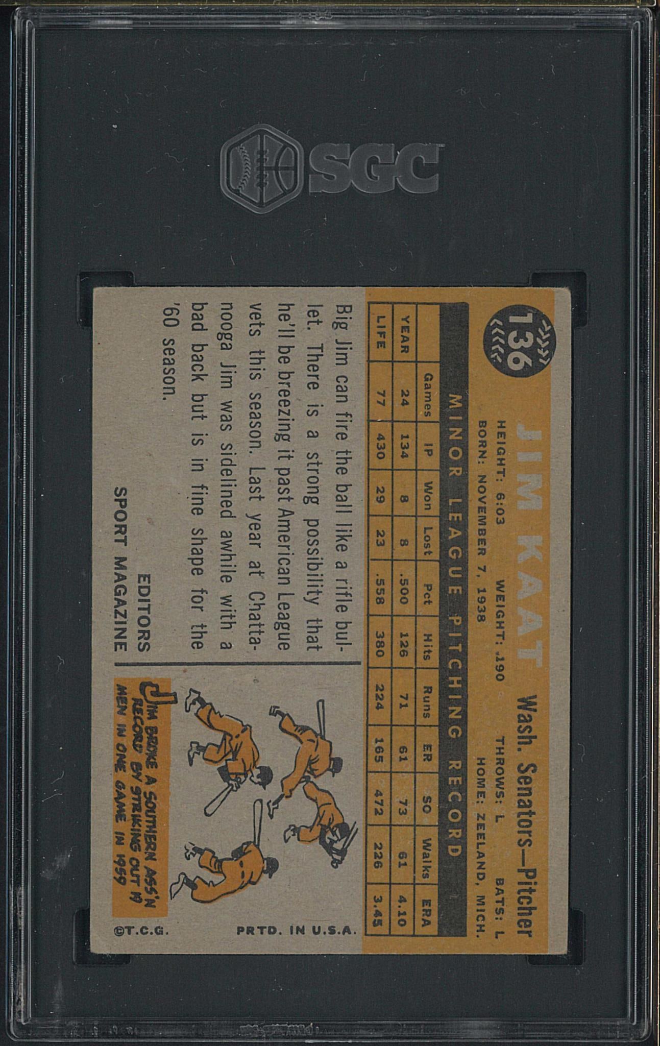 1960 Topps #136 Jim Kaat - 2