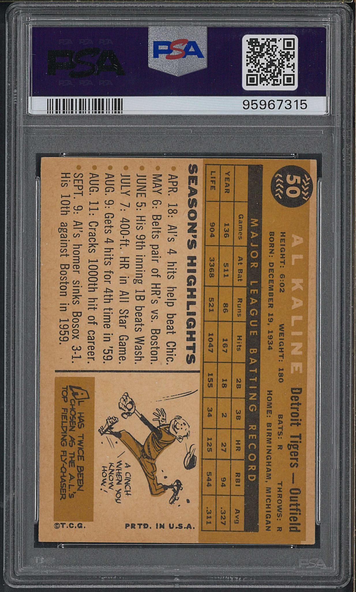 1960 Topps #50 Al Kaline - 2