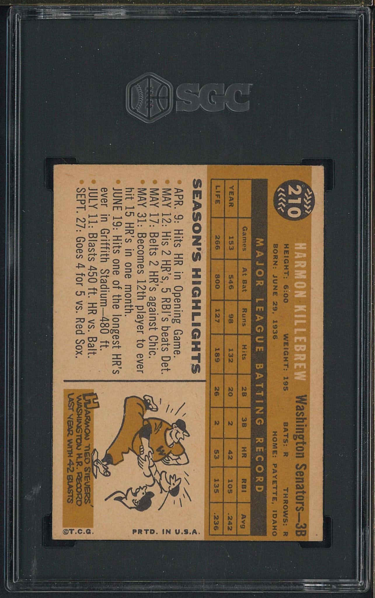 1960 Topps #210 Harmon Killebrew - 2