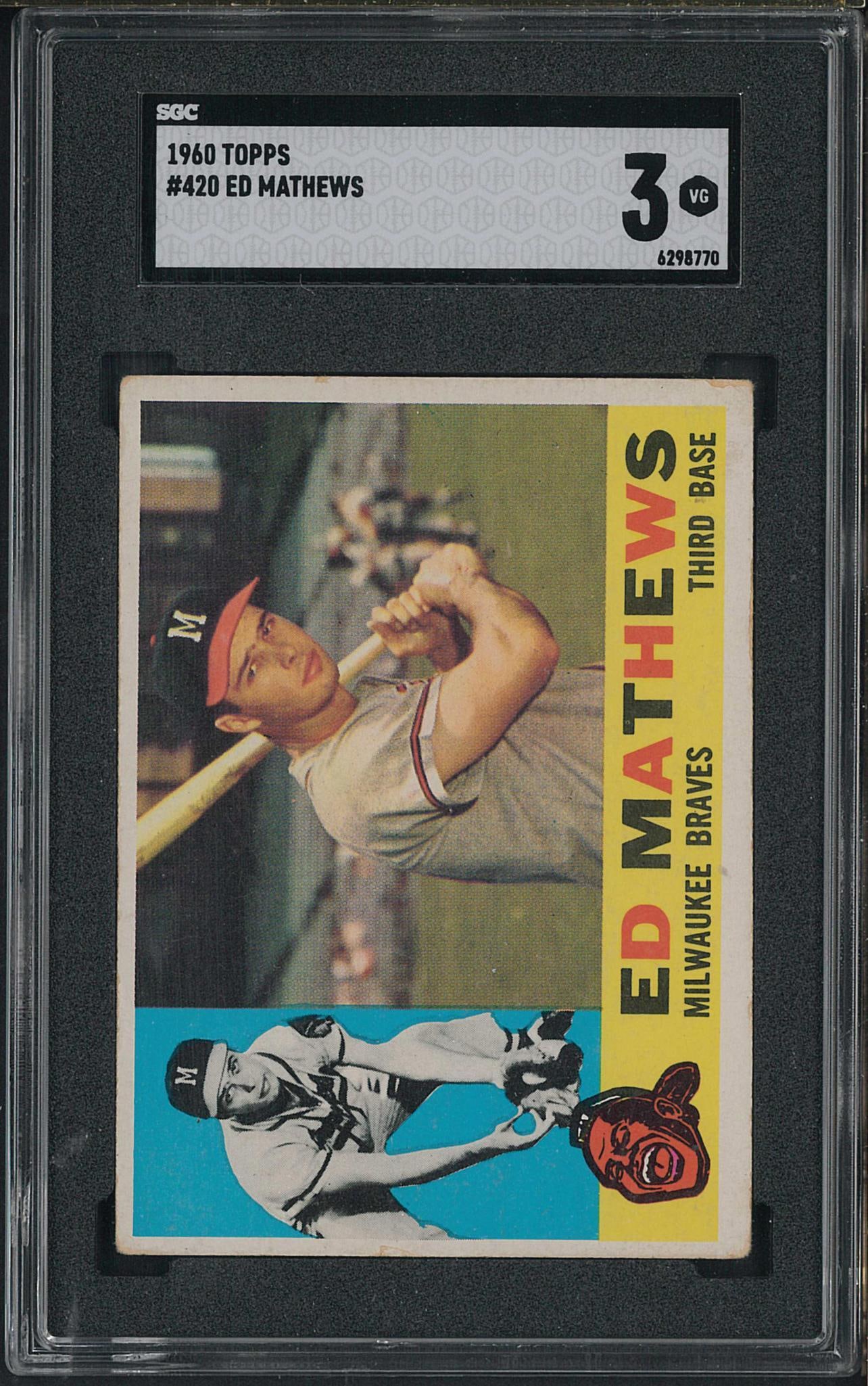 1960 Topps #420 Ed Mathews: 1960 Topps #420 Ed Mathews -SGC VG 3
