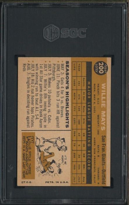 1960 Topps #200 Willie Mays - 2