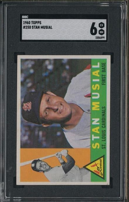 1960 Topps #250 Stan Musial: 1960 Topps #250 Stan Musial -SGC EX-NM 6