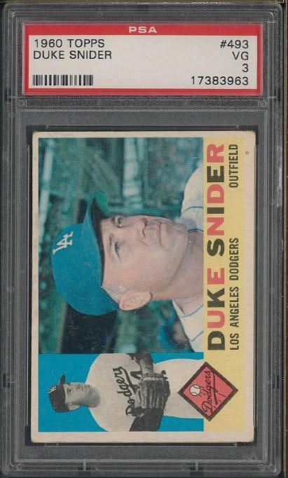 1960 Topps #493 Duke Snider: 1960 Topps #493 Duke Snider -PSA VG 3