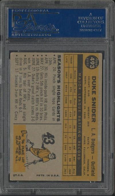 1960 Topps #493 Duke Snider - 2