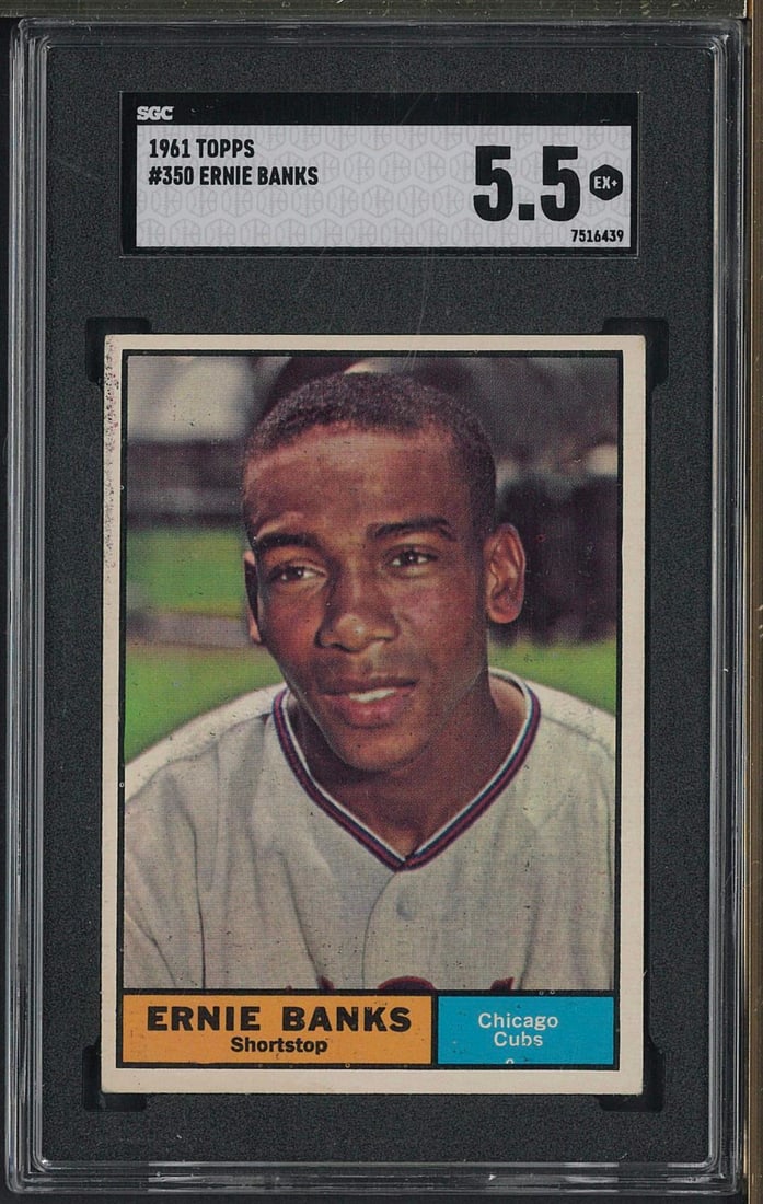 1961 Topps #350 Ernie Banks: 1961 Topps #350 Ernie Banks -SGC EX+ 5.5
