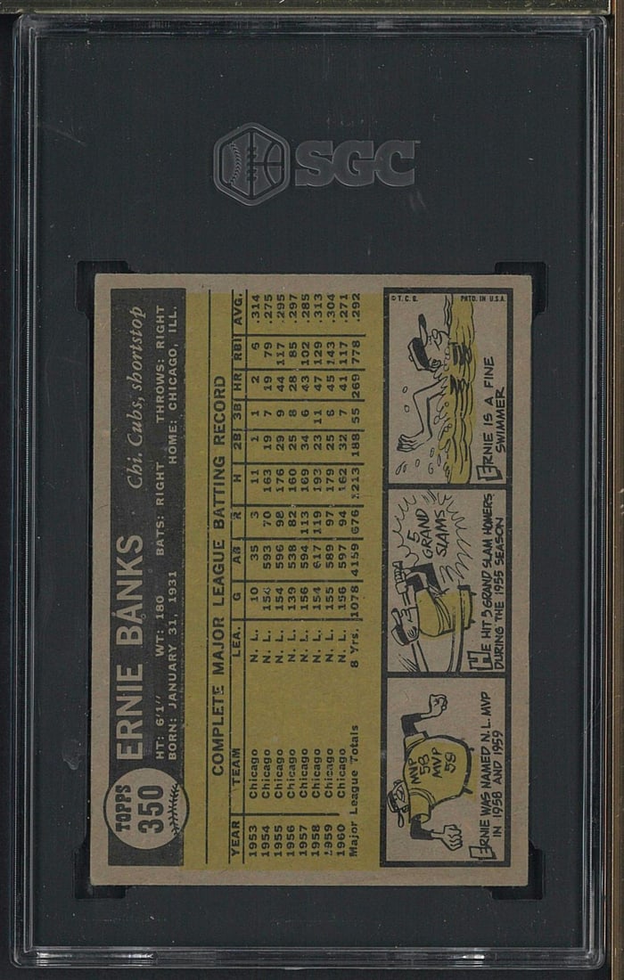 1961 Topps #350 Ernie Banks - 2