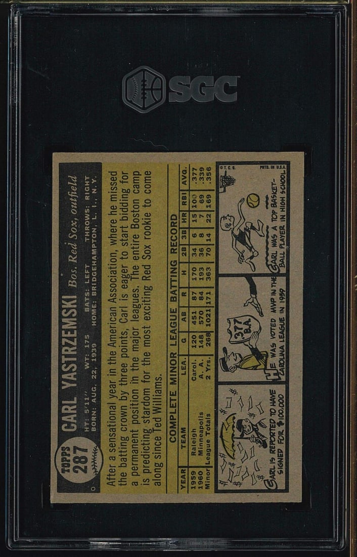 1961 Topps #287 Carl Yastrzemski - 2