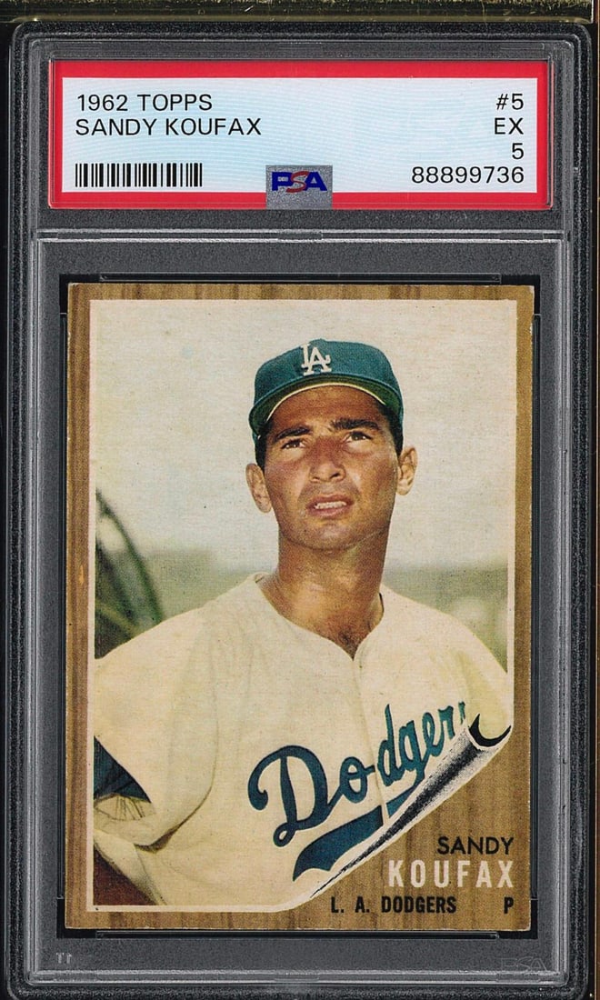 1962 Topps #5 Sandy Koufax: 1962 Topps #5 Sandy Koufax -PSA EX 5