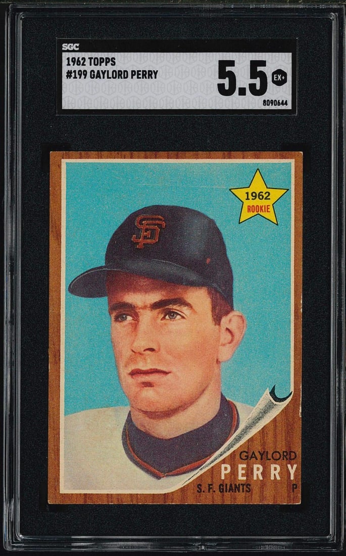 1962 Topps #199 Gaylord Perry: 1962 Topps #199 Gaylord Perry -SGC EX+ 5.5