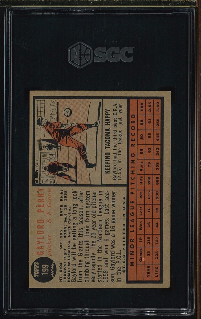 1962 Topps #199 Gaylord Perry - 2
