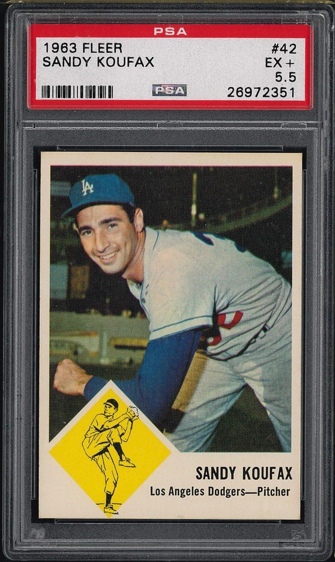 1963 Fleer #42 Sandy Koufax: 1963 Fleer #42 Sandy Koufax -PSA EX+ 5.5