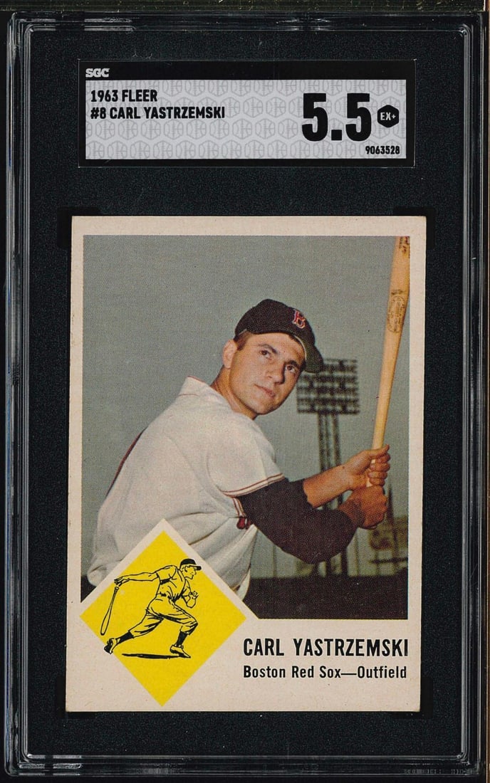 1963 Fleer #8 Carl Yastrzemski: 1963 Fleer #8 Carl Yastrzemski -SGC EX+ 5.5