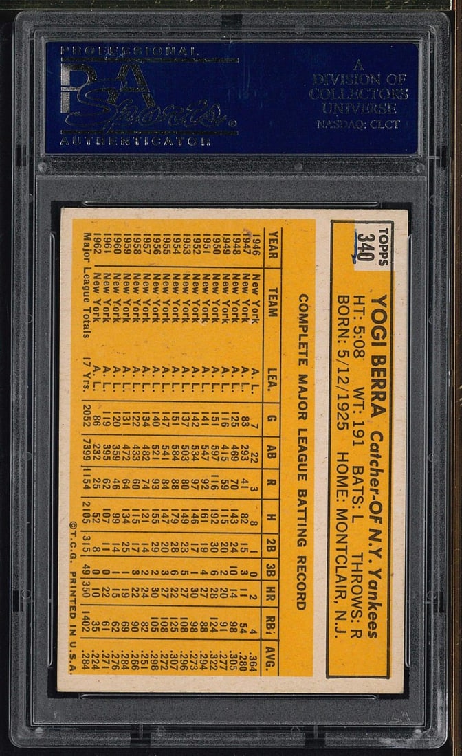 1963 Topps #340 Yogi Berra - 2