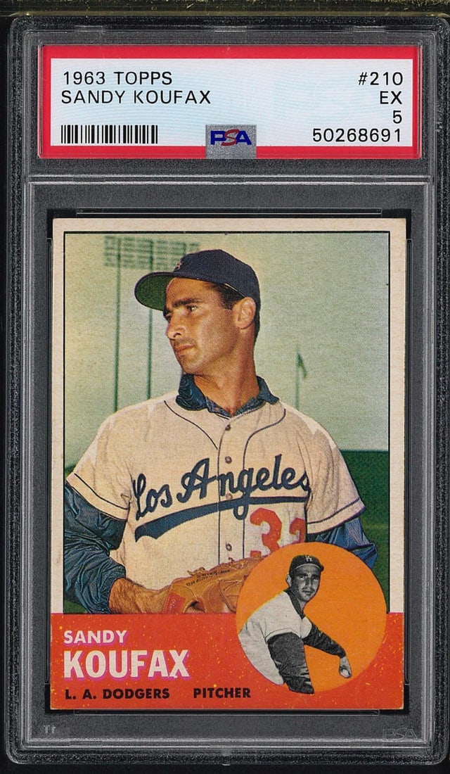 1963 Topps #210 Sandy Koufax: 1963 Topps #210 Sandy Koufax -PSA EX 5