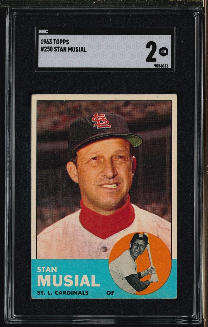 1963 Topps #250 Stan Musial: 1963 Topps #250 Stan Musial -SGC GD 2