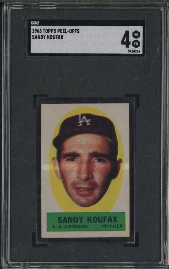 1963 Topps Peel-Offs Sandy Koufax: 1963 Topps Peel-Offs Sandy Koufax -SGC VG-EX 4