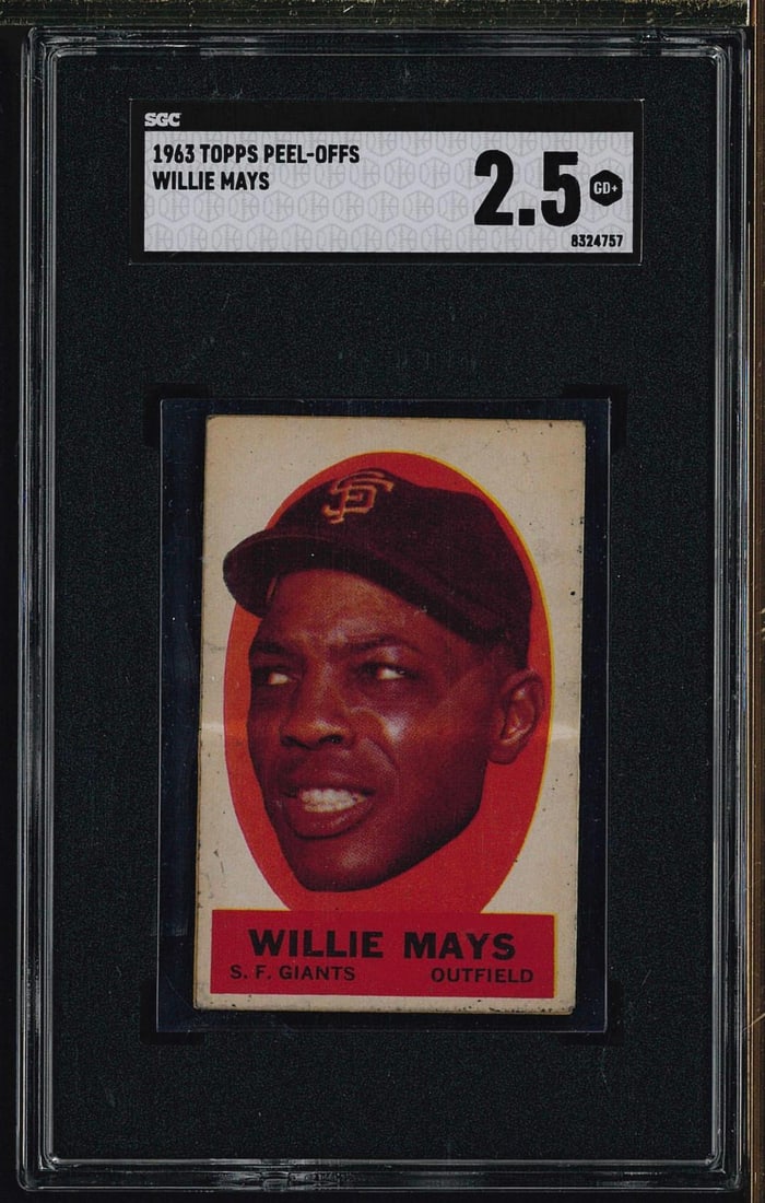 1963 Topps Peel-Offs Willie Mays: 1963 Topps Peel-Offs Willie Mays -SGC GD+ 2.5