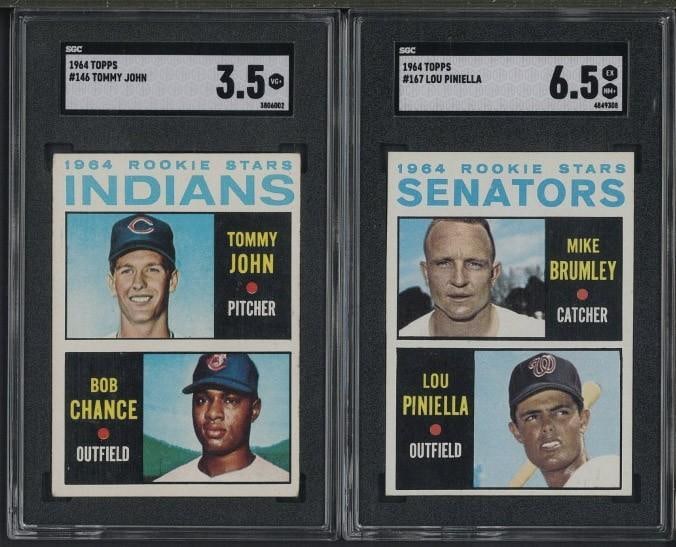 (2) 1964 Topps Cards: (2) 1964 Topps Cards -#146 Indians Rookie Stars, SGC VG+ 3.5 & #167 Senators Rookie Stars, SGC EX-NM+ 6.5