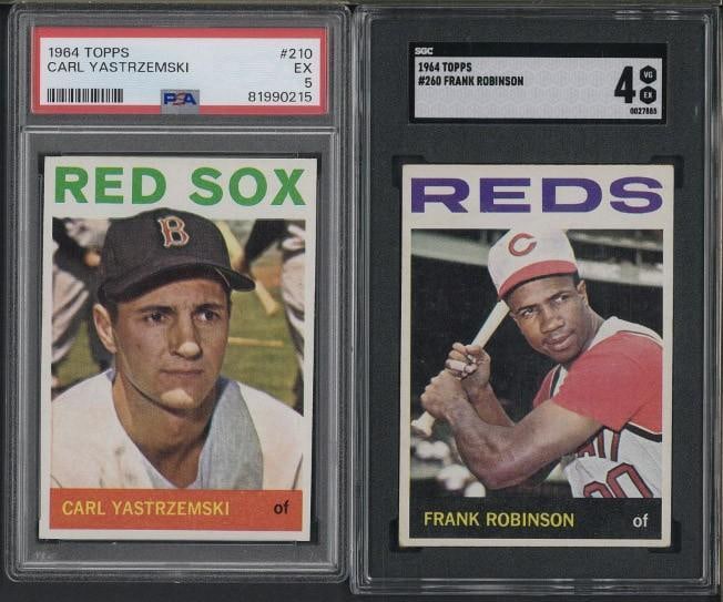 (2) 1964 Topps Cards: (2) 1964 Topps Cards -#210 Carl Yastrzemski, PSA EX 5 & #260 Frank Robinson, SGC VG-EX 4