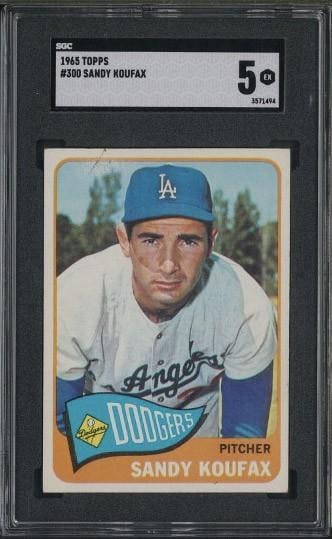 1965 Topps #300 Sandy Koufax: 1965 Topps #300 Sandy Koufax -SGC EX 5