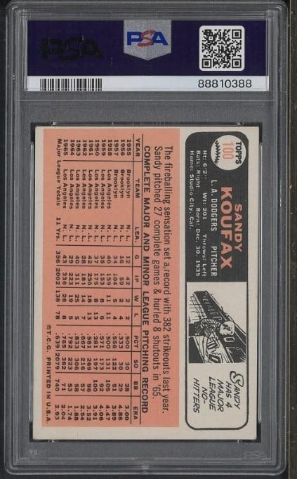 1966 Topps #100 Sandy Koufax - 2